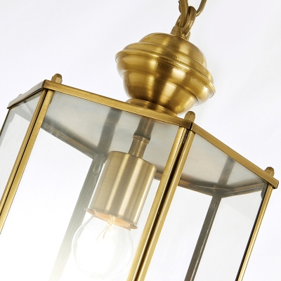 Clear Glass Lantern Suspension Lamp Classic 1 Head Porch Pendant Light Fixture