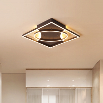 Coffee Geometric Ceiling Fixture Modernism Acrylic LED Flush Mount Lamp in Warm/White Light, 19.5