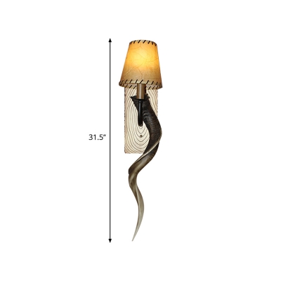 Conical Wall Sconce Lodge Stylish Resin 1 Light Bronze Finish Wall Mount Light with Horn Decoration