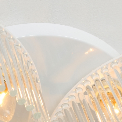 Crystal Rod Petal/Cylinder Ceiling Fixture Modernism 1/3/5 Heads White Flush Mount Lamp
