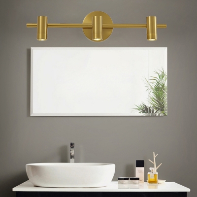 Cylinder Bathroom Vanity Lighting Traditional Metal 2/3/4-Light LED Brass Wall Mount Lamp