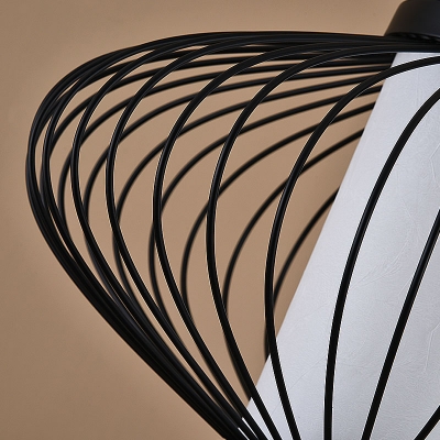 Fabric Black Pendant Lamp Lantern 1 Light Traditional Ceiling Hang Fixture for Living Room, 12