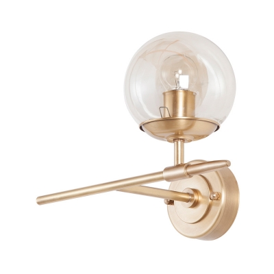 Globe Hand Blown Glass Wall Light Contemporary 1 Light Brass Sconce Light with Crossed Arm