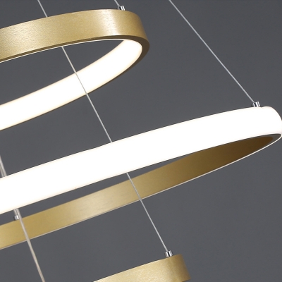 Gold Gyro Pendant Light Postmodern Metal LED Chandelier Light for Dining Room, 23.5