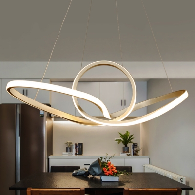 Gold Twist Chandelier Lighting Simple Style Acrylic LED Pendant Light Kit in Warm/White Light
