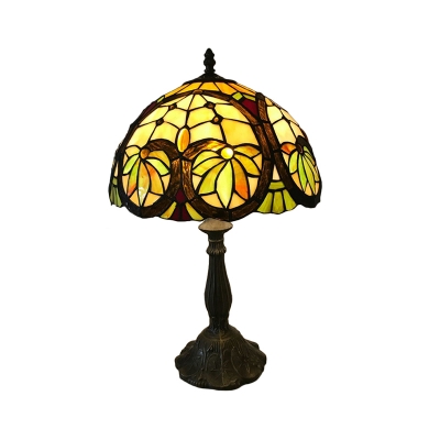 Handcrafted Stained Glass Brass Table Light Dome 1 Head Tiffany Task Lighting for Bedroom