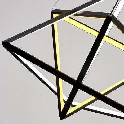 Metal Frame Geometric Hanging Pendant Light Contemporary Led Chandelier in Black