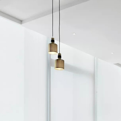 Metal Milk Can Pendant Light Fixture Minimalist 1 Light Black and Gold Hanging Lamp Kit