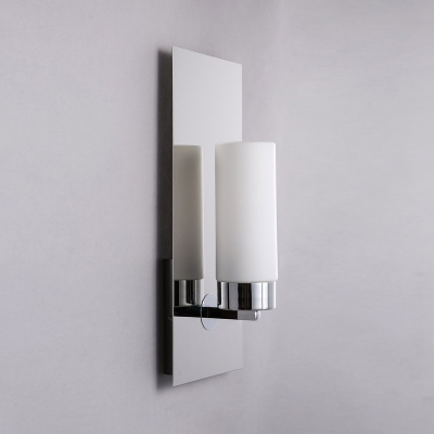 Modernism 1 Head Sconce Chrome Tubular Wall Mount Light Fixture with Milky Glass Shade