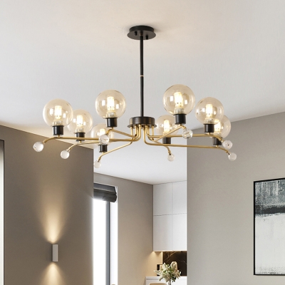 Orb Pendant Chandelier Contemporary Cognac Glass 8 Heads Living Room Hanging Ceiling Light