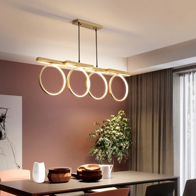 Ring Acrylic Chandelier Light Contemporary Gold/Black LED Ceiling Light in White/3 Color Light