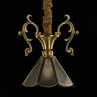 Scallop Dining Room Ceiling Pendant Colonial Seeded Glass 1 Head Brass Hanging Light Fixture