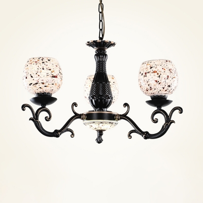 Scrolling Arm Cut Glass Chandelier Tiffany-Style 4/6/7 Lights Black Ceiling Lamp for Living Room
