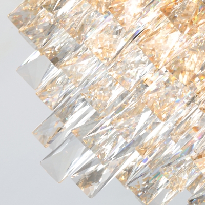 Tapered Bedroom Ceiling Lamp Rectangle-Cut Crystal 6 Heads Contemporary Flush Mount Fixture in Gold
