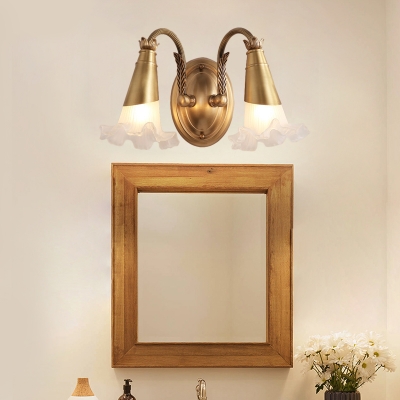 Traditional Blossom Wall Lighting Fixture 2/3 Heads Metal Vanity Wall Light in Brass for Bathroom