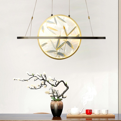 Traditional Oval Hanging Pendant LED Frosted White Glass Suspended Lighting Fixture in Gold