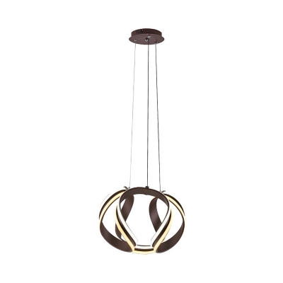Twist Ceiling Pendant Light Modern Metal Coffee LED Chandelier Lighting Fixture in Warm/White Light