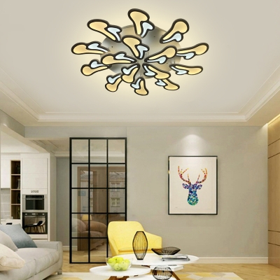 White Radial Flush Mount Light Modern Acrylic LED Ceiling Fixture in White/Warm/Natural Light