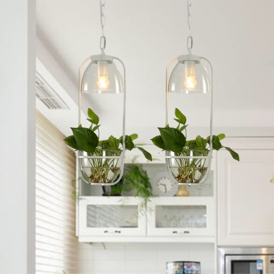 2/3 Bulbs Bowl Cluster Pendant Light Industrial Black/White Metal Plant Down Lighting with Round/Linear Canopy
