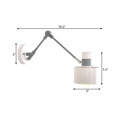 Adjustabla Arm Sconce Modernist Metal 1 Head Gray Wall Mount Light Fixture for Bedroom