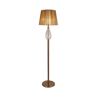 Beige 1 Bulb Standing Light Antique K9 Crystal Conical Floor Lamp for Living Room