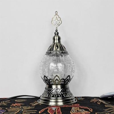 Bronze 1 Bulb Table Light Vintage Clear Crackle Glass Incense Burner Nightstand Lamp