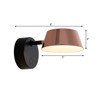 Contemporary Wide Flare Wall Lighting Metal LED Sconce Light Fixture in Copper with Rotating Node