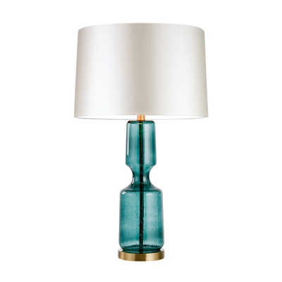 Drum Task Light Modernist Fabric 1 Head Blue Small Desk Lamp for Living Room, 12