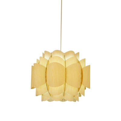 Japanese Tiered Pendant Lighting Wood 1 Bulb Hanging Ceiling Light in Beige for Restaurant