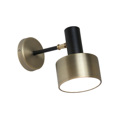 Metal Drum Wall Lighting Contemporary 1 Bulb Sconce Light Fixture in Black and Gold