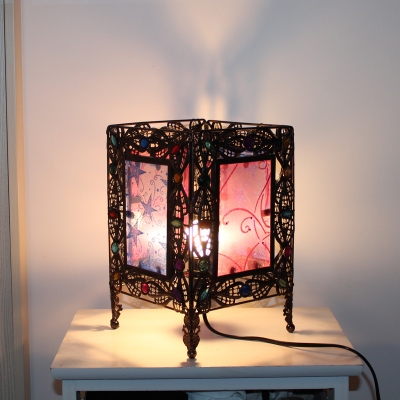 Rust Rectangle Table Lighting Decorative Metal 1 Bulb Living Room Nightstand Lamp