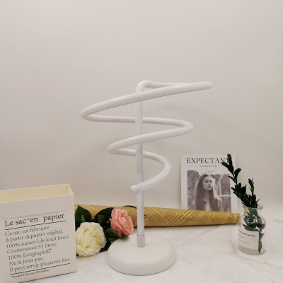 White Spiral Task Lighting Contemporary LED Acrylic Reading Book Light in White/Warm Light