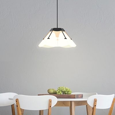 Contemporary Wide Flare Hanging Lamp Frosted White Glass 1 Head Restaurant Ceiling Pendant Light