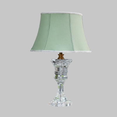 Fabric Green Night Lamp Empire Shade 1 Head Traditionalism Table Light with Faux-Braided Detailing