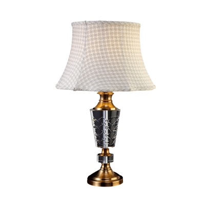Flared Bedroom Table Light Retro Beveled Crystal Prism Single Light Beige Nightstand Lamp