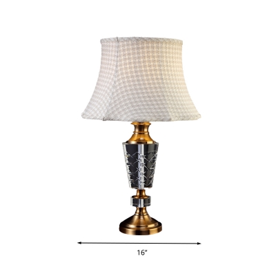 Flared Bedroom Table Light Retro Beveled Crystal Prism Single Light Beige Nightstand Lamp