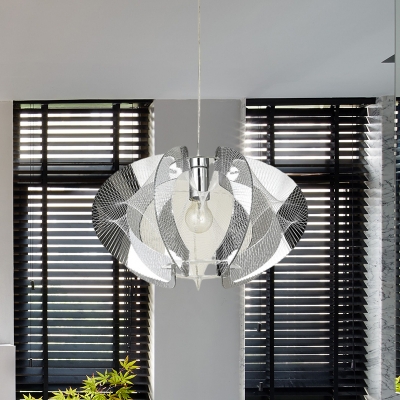 Laser Cut Pendant Lamp Modernist Acrylic 1 Head Chrome Ceiling Hanging Light for Bedroom