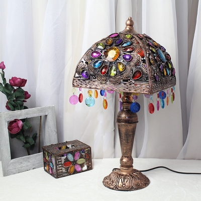 Metal Bronze Nightstand Lighting Curving 1 Head Art Deco Night Table Lamp for Bedroom