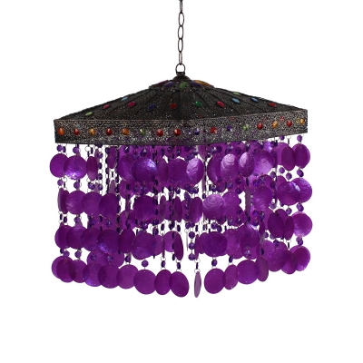 Cascading Metal Ceiling Pendant Traditional 1 Light Living Room Hanging Ceiling Light in Purple/Antique Bronze