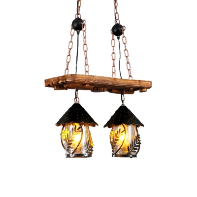 Clear Glass/White Fabric House Billiard Light Antiqued 2/3 Lights Dining Room Island Chandelier