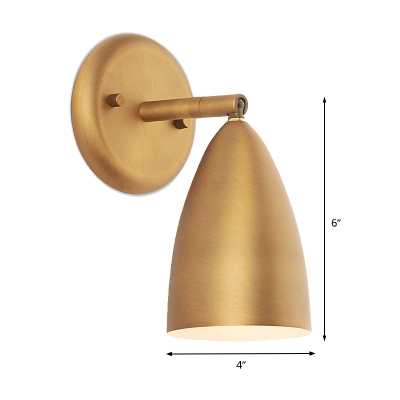 Contemporary 1 Head Sconce Light Brass Flared Wall Mounted Lighting with Metal Shade
