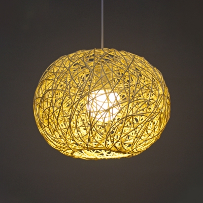 Global Pendant Lamp Chinese Bamboo 1 Head Beige Suspended Lighting Fixture, 8