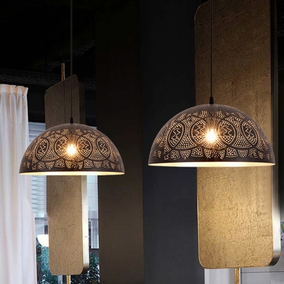 Hemisphere Restaurant Pendant Lighting Decorative Metal 1 Bulb Bronze Hanging Light Fixture