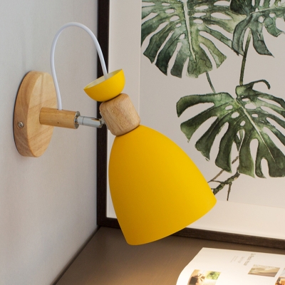 Metal Flare Sconce Light Contemporary 1 Head Yellow Wall Mounted Lamp with Adjustable Arm