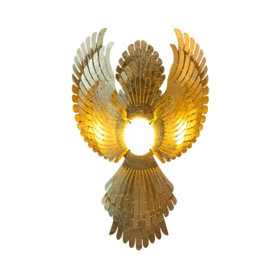 Metal Phoenix Wall Lamp Modernism 1 Bulb Sconce Light Fixture in Gold for Living Room