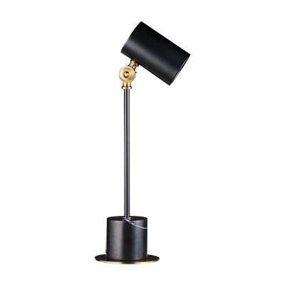 Modernism 1 Head Task Lighting Black Cylindrical Small Desk Lamp with Metal Shade