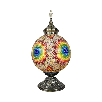 Yellow Sphere Table Lighting Traditional Stained Glass 1 Light Living Room Night Lamp