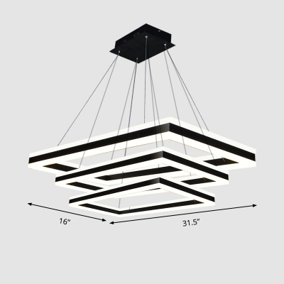 Black Rectangular LED Chandelier 23.6