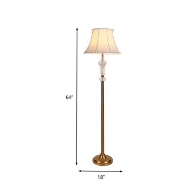 Classic Flared Floor Lamp Single Head Clear K9 Crystal Standing Light in White for Living Room