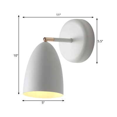 Contemporary 1 Bulb Sconce Light White Flared Wall Mounted Lamp with Metal Shade